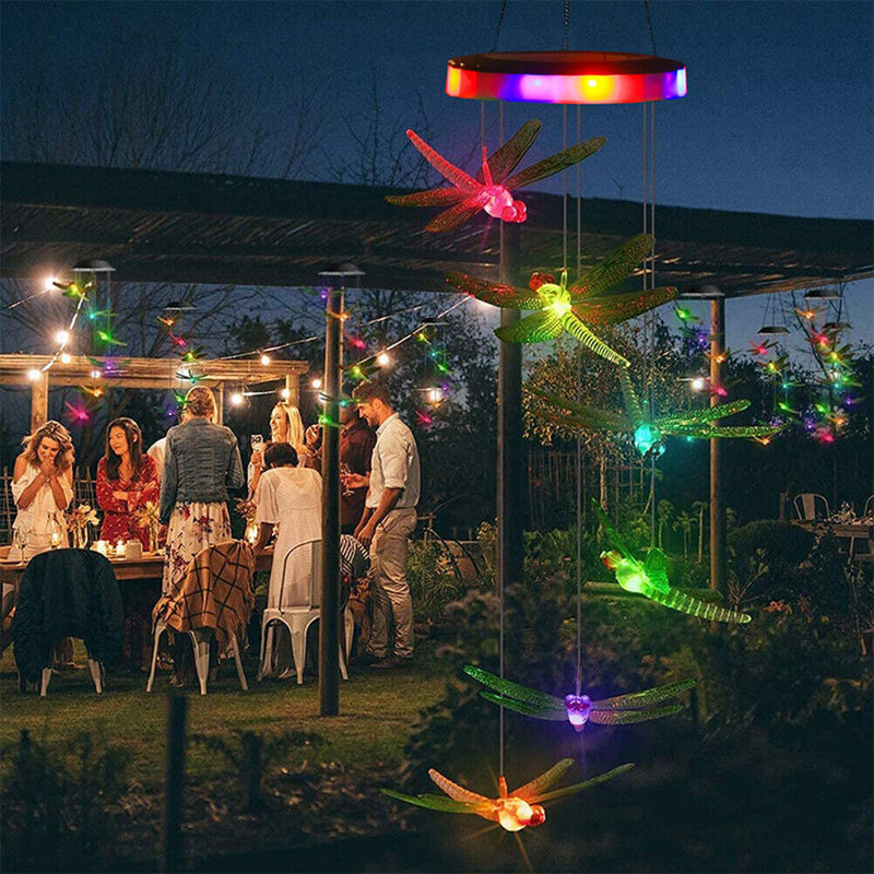 Solar Wind Chime Lamps Hanging Lights Home Garden Yard Decor (Dragonfly) Newly