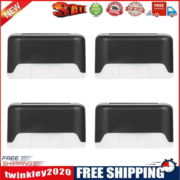 4x Solar Deck Step Wall Lights Stairs Fence Decor Lamps (Black/Color Light)