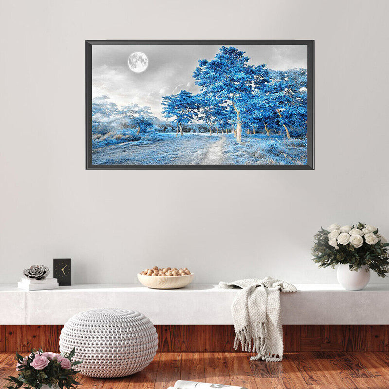5D Diamond Painting Kit Blue Woods Full Round Drill DIY Landscape Wall Art
