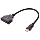 Male Black HDMI-compatible To Double HDMI-compatible Female Adapter Connect