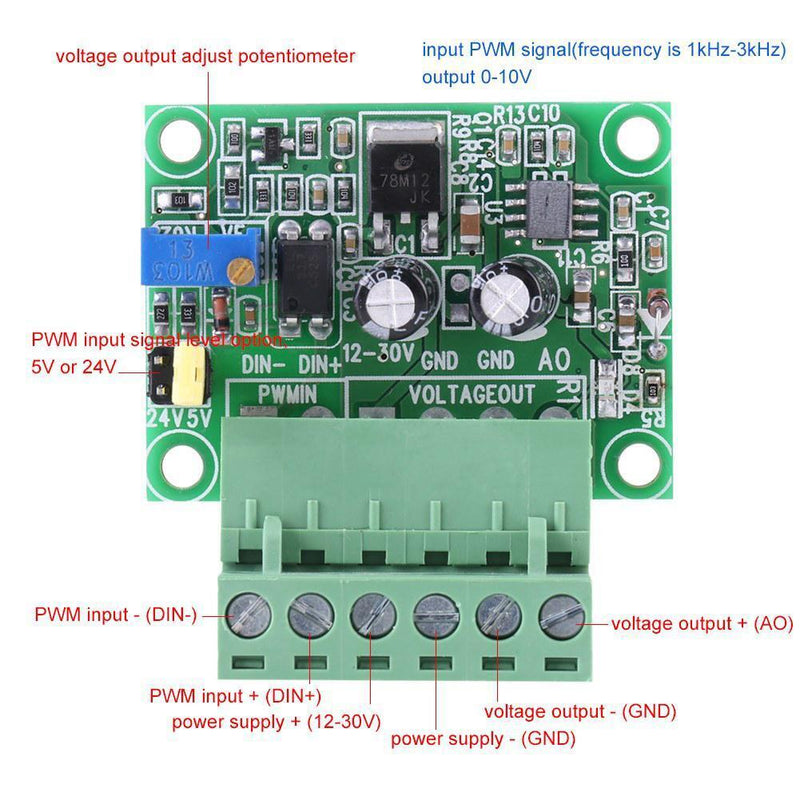 PWM to Voltage 0-10V Adjustable Digital Analog Signal Converter Module PLC