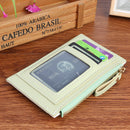 Women Wallet PU Solid Card Holder Money Bag Multi-slot Mini Purse (Green)