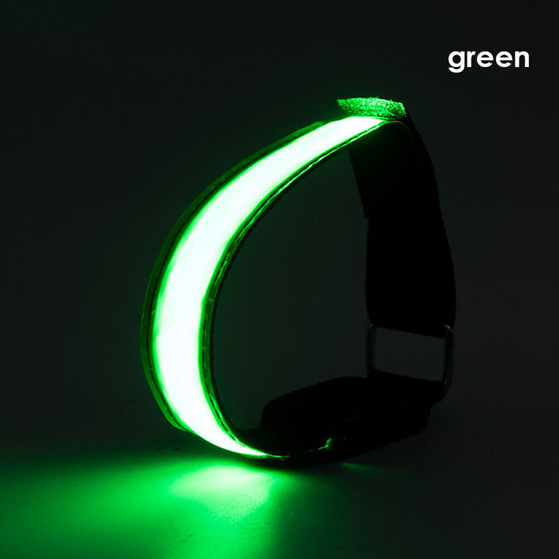 LED Luminous Armband Bracelet Cycling Reflective Warning Wristbands (Green)