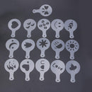 16pcs/Set Coffee Milk Latte Stencil Template Latte Cappuccino Plastic Print