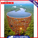 Painting By Numbers DIY Nature Bookshelf Hand Painted Canvas Oil Art Picture Kit