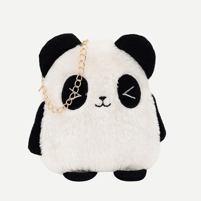 Cute Plush Panda Crossbody Handbag Women Girl Chain Shoulder Bags (Style 1)