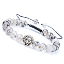 Unisex Lion Charm Beads Bangle Adjustable Beach Bracelet (Stripe Agate)