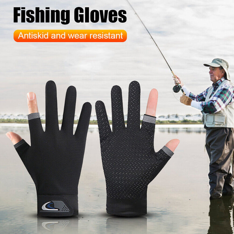 Fishing Gloves Anti-slip 2 Cut Finger Breathable Sports Cycling Mitten Univ