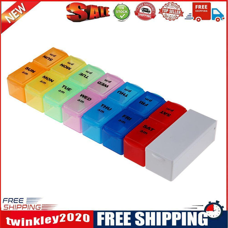 Detachable Pill Organizer Box Medication Reminder with Splitter Cutter