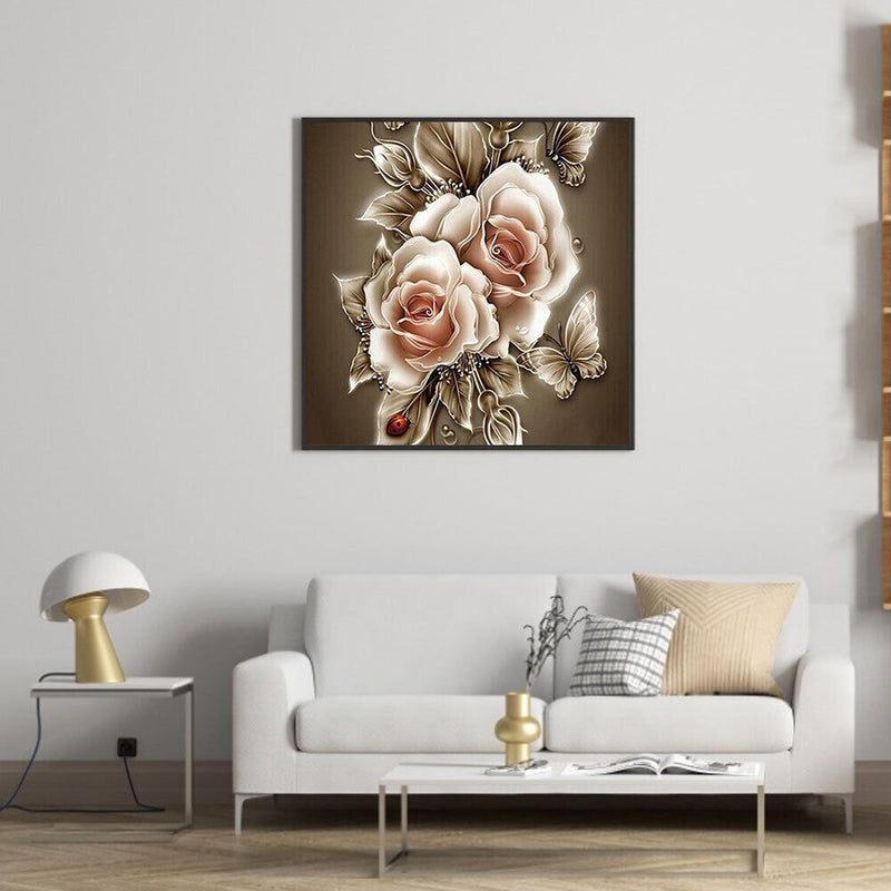 5D DIY Diamond Painting Kits Full Round Drill Rose Flower Mosaic Wall Pictu