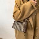 Fashion Plaid Pattern Crossbody Purse Women Woolen Shoulder Bag (Coffee)