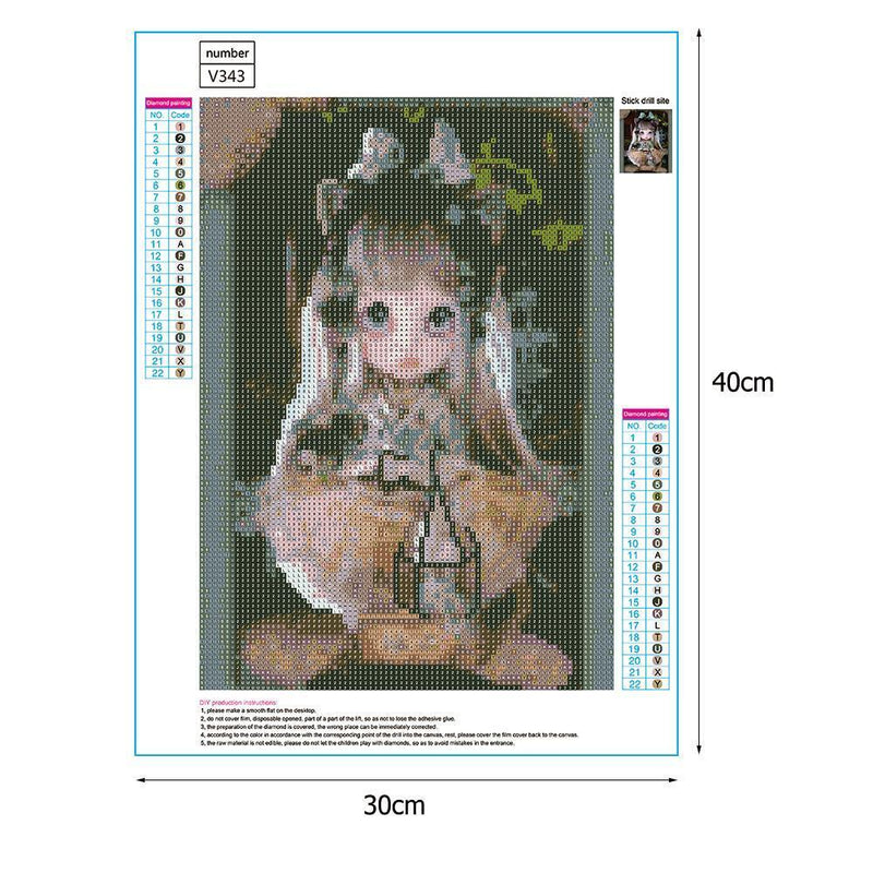 5D DIY Full Round Drill Diamond Painting Little Girl Cross Stitch Embroidery Mos