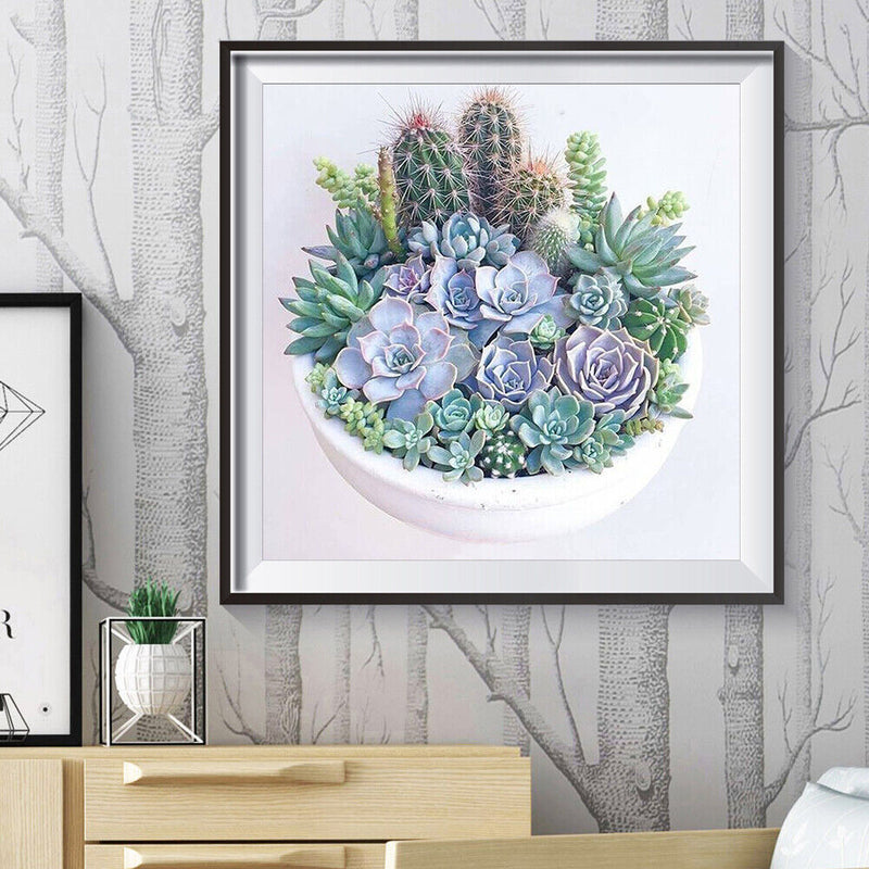 5D DIY Full Round Drill Diamond Painting Succulent Plants Cross Stitch Mosaic