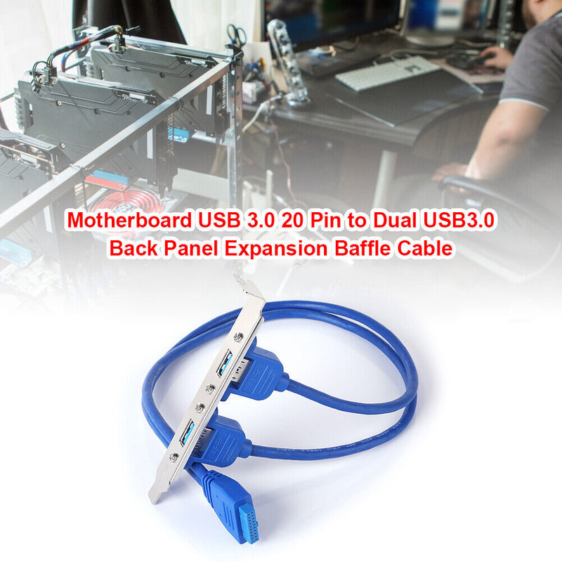 Motherboard USB 3.0 20 Pin to Dual USB3.0 Back Panel Expansion Baffle Cable