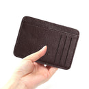 Retro Women PU Litchee Pattern Pure Color Card Case Mini Purse (Dark Brown)