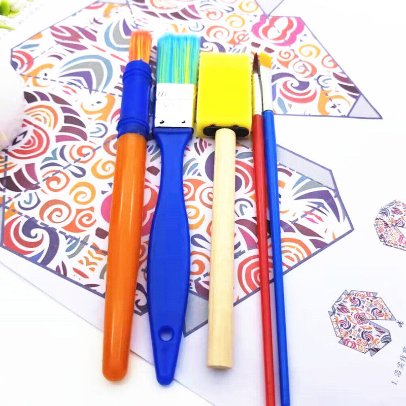 5pcs Watercolor Plastic Sponge Brush Acrylic Gouache Oil Painting Graffiti Tool