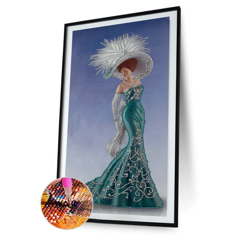 5D DIY Special-shape Diamond Painting Dress Lady Partial Drill Art (Y045) Newly