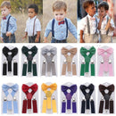 Dress Hair Bow Set Kids Suspenders Printed Bow Tie Cow Tie Belts Elastic Braces