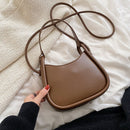 Ladies Designer Zipper Handbag Party Solid Color Crescent Shape Shoulder Bag