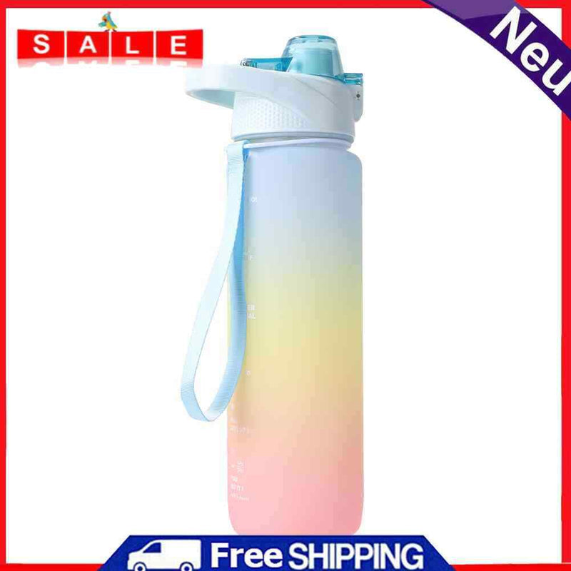 Outdoor Water Bottle with Straw BPA Free Gradient Drinking Cup (Green)