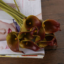 10pcs Calla Bridal Wedding Bouquet  Latex Real Feeling Flower Wine Red