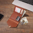Retro Leather Solid Color Trifold Short Wallet Women Card Holder (Coffee)