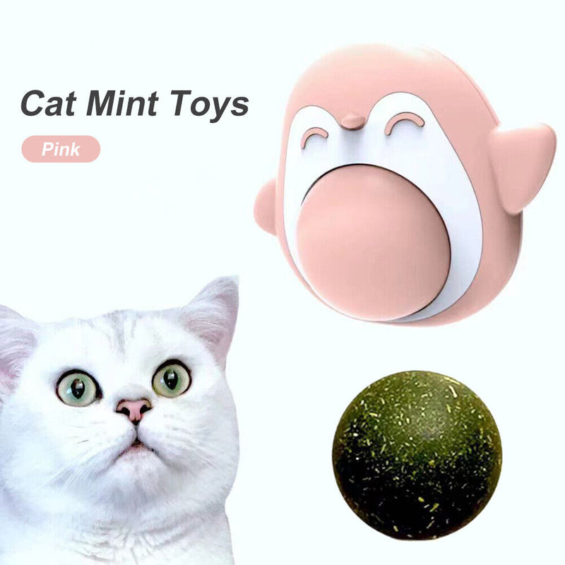 #A Penguin Shaped Cat Toys with Dust Cover 360 Rotating Licking Snacks Pet Produ