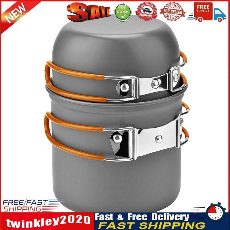 DS-101 Outdoor Camping Cookware Set Portale Orange Handle Tableware Pot Newly