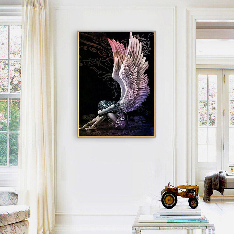 5D Kit Rhinestone Picture DIY Angel with Wings Full Round Drill Diamond Painting