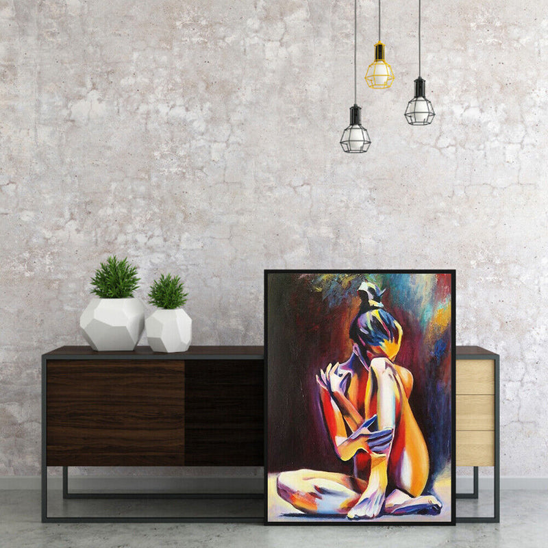 Hand Painted Oil Paint by Numbers DIY Abstract Girl Drawing Wall Decoration Gift