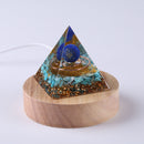 Crystal Orgonite Pyramid Lamp Base Decor Wooden LED Display Holder (White) Newly