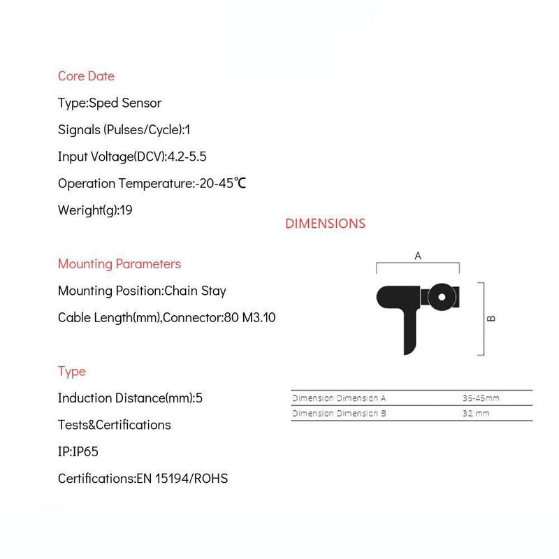 Electric Bicycle Mid Drive Motor E-Bike Speed Sensor Scooter Moterbike