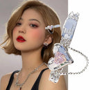 Chain Tassel Design Simple No Bend Hair Clip Metal Sweet Cool Pink Love Heart