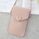 Leather Shoulder Messenger Bag Women Touch Screen Phone Pouch (Light Pink)