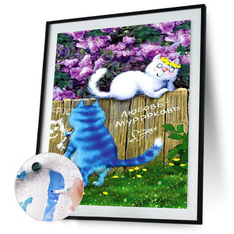 Oil Paint By Numbers Blue Cat Coloring Picture Digital Drawing