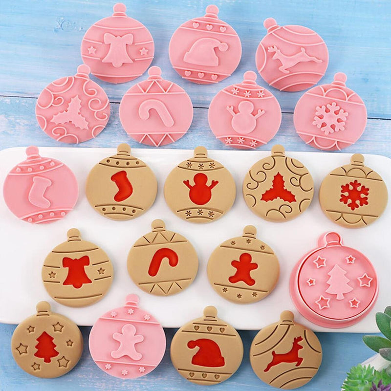 10Pcs/Set Christmas Cookie Cutter Set Hollow Sauce Jam Filled Xmas Ball Decor`