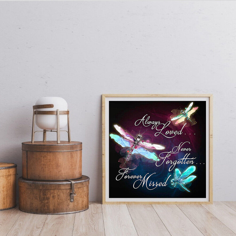 Dragonfly Text Frameless Oil Paint by Numbers Kit Handpainted Picture Art