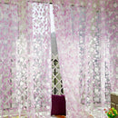 Chic Leaf Type Tulle Door Window Curtain Rural Leaf Design Curtain Pink