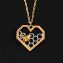 Fashion Women Heart Honeycomb Bee Pendant Clavicle Chain Charm Necklace