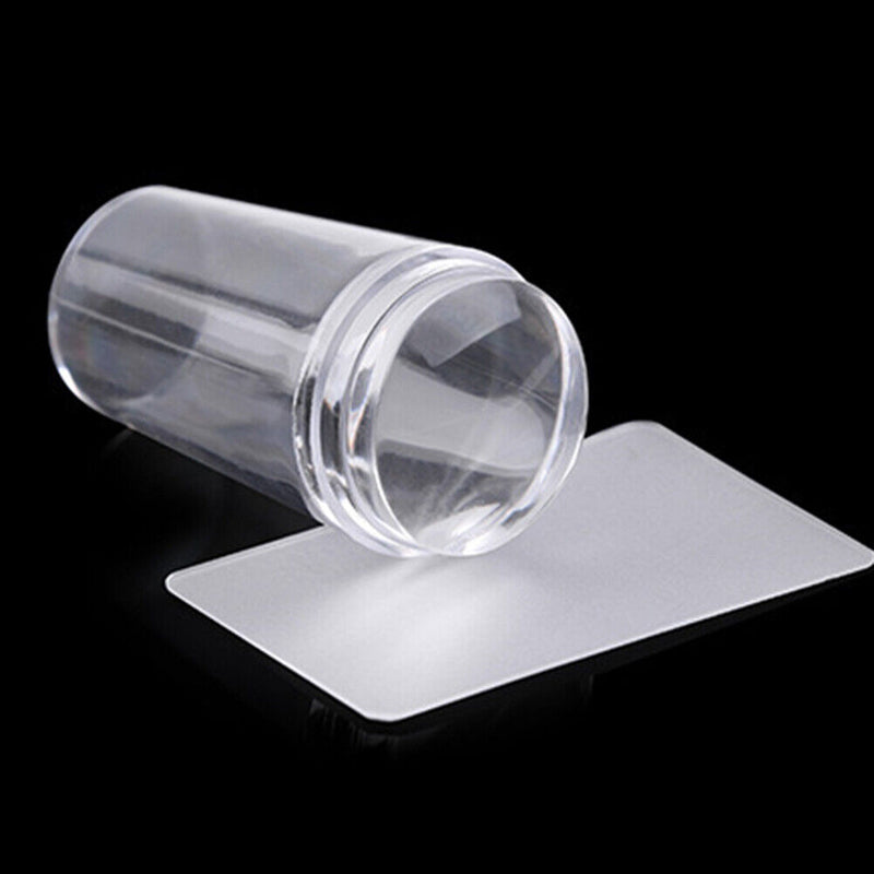 Nail Stamper Clear Silicone Head Manicure Tool Polish Transfer Template Kit