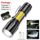 Hot 1200000LM USB Rechargeable Zoomable LED Torch Light Mini Protable Black