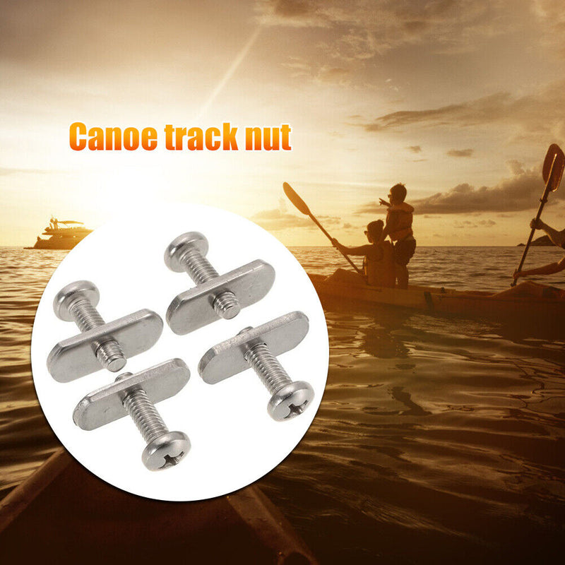 4pcs Stainless Steel Threads Kayak Rail Track M6 Screw Nuts Mounting Accessories