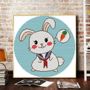 14CT Partial Cross Stitch Sailor Rabbit Stamped DIY Cotton Thread Needlework Kit