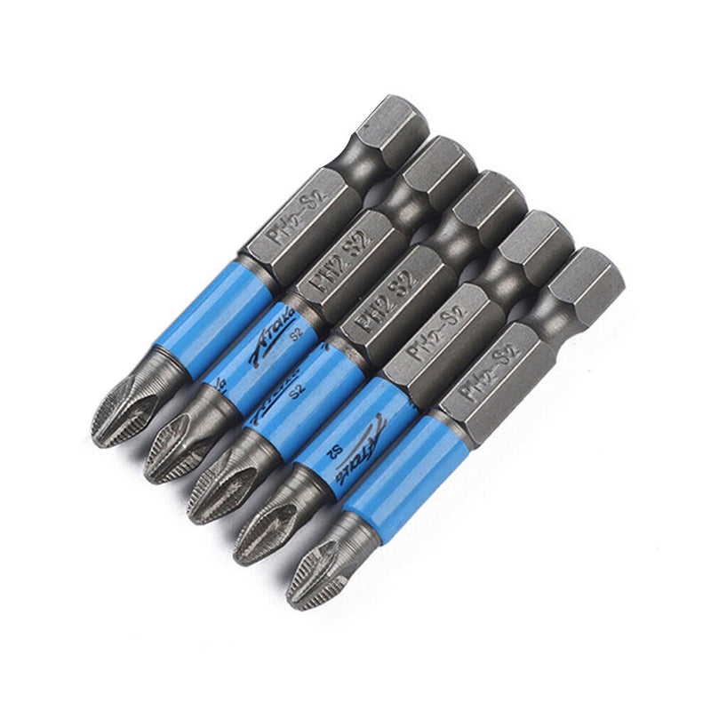 50mm PH2 S2 Cross Bit Drill Head Hex Shank Screwdriver Drill Bit (5pcs) Newly
