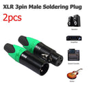 1 Pair XLR 3Pin Male Female DIY Audio Cable Connectors Solder Plug (Green) Newly