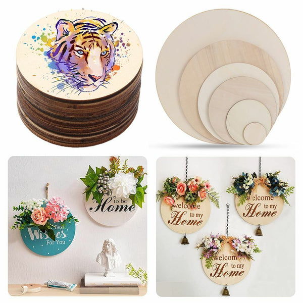 Wooden Tags DIY Writing Ornament Round Wood Pieces Blank Plaque Wood Circles