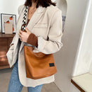 Fashion Women Messenger Tote Bag Solid PU Casual Shoulder Handbag Bucket Satchel