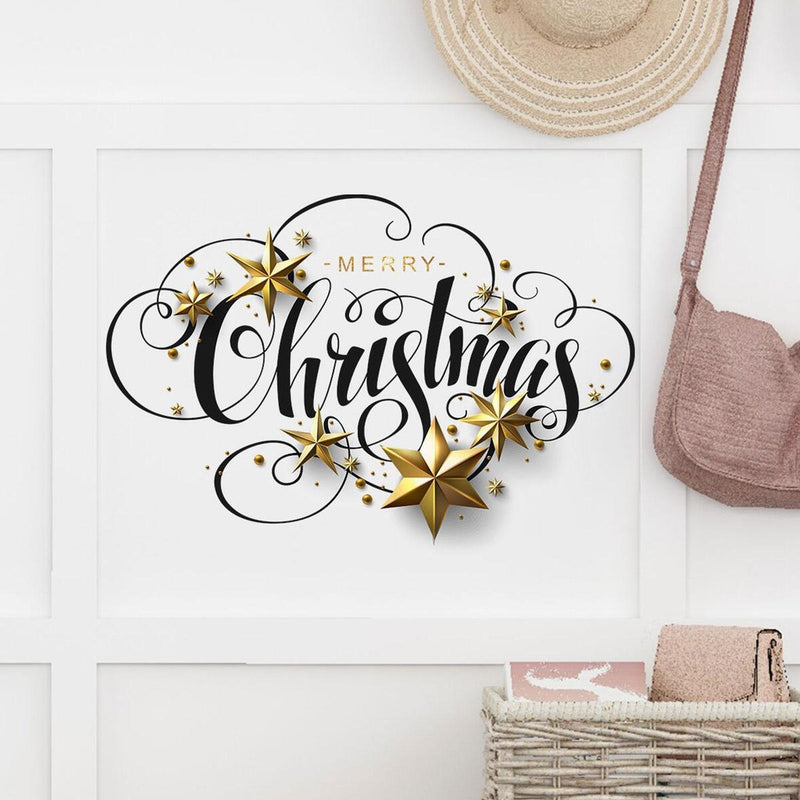 Christmas Window Stickers Merry Christmas Decorations For Home Xmas Wall Decor~