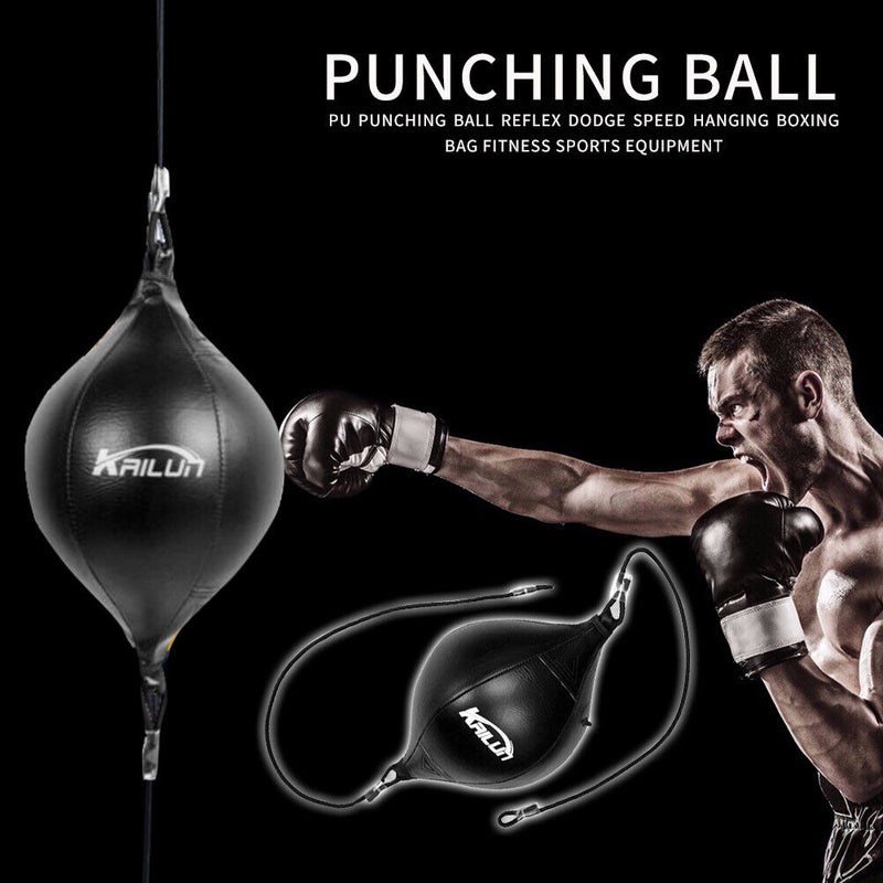 Pear Double End PU Punching Ball Reflex Speed Boxing Bag (Black) Newly