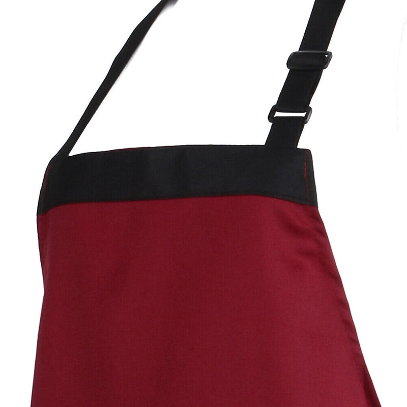 Unisex Halterneck Apron with 2 Pockets Chef Waiter Kitchen Cook Red Tool